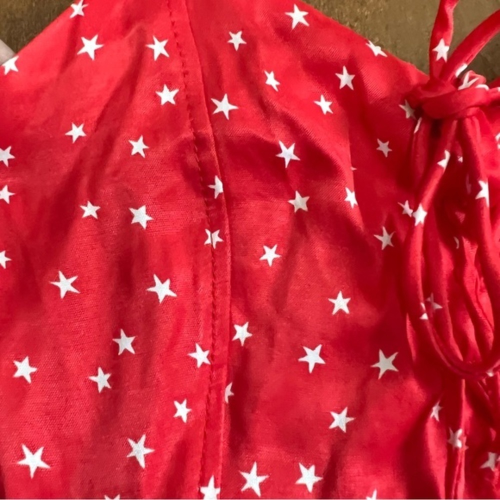 Zara NWT Red With White Stars Lace Up Bodysuit Sz Small - Picture 3 of 9